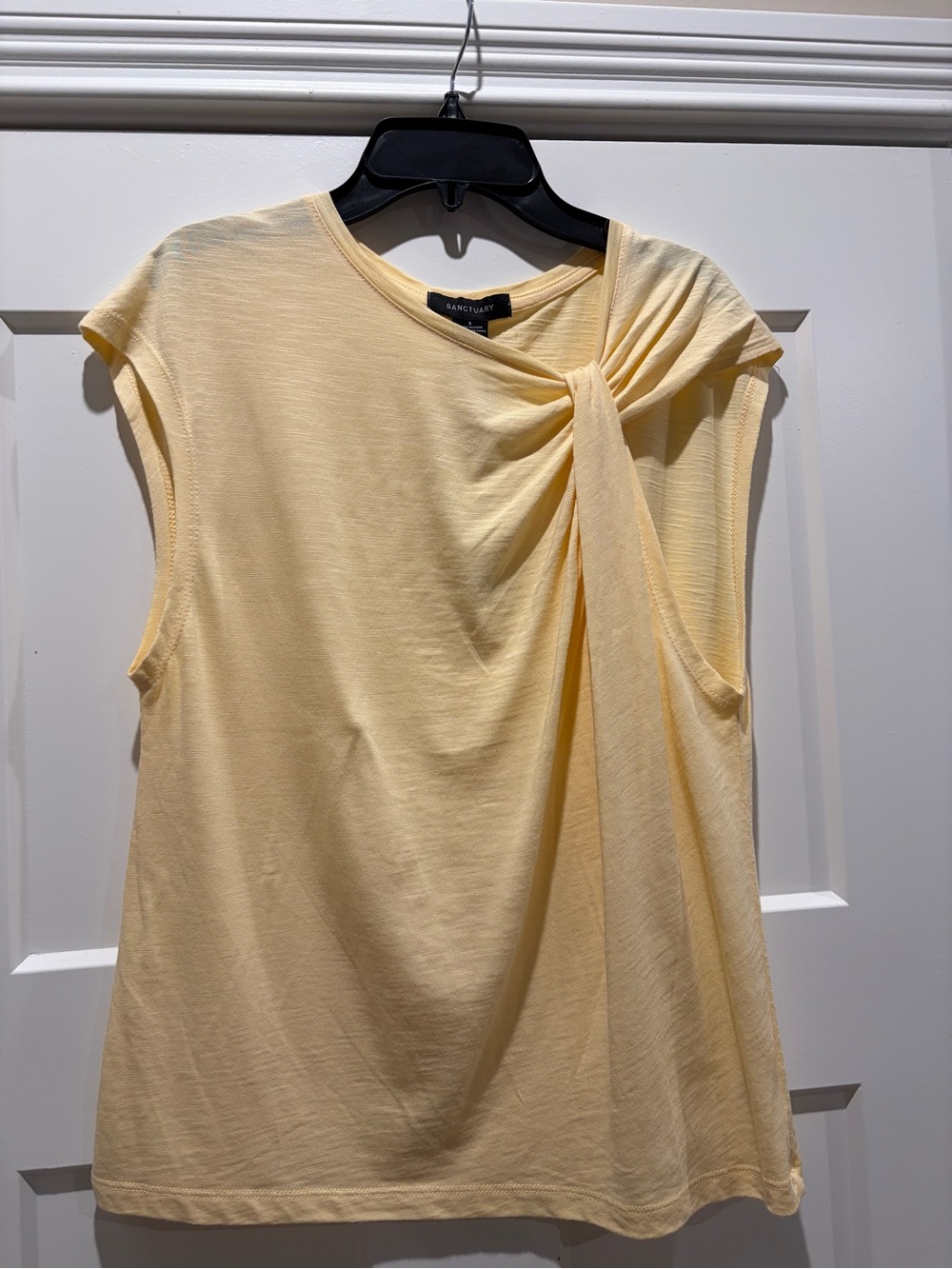 Sanctuary Pale Yellow Knot-Shoulder Sleeveless Tank